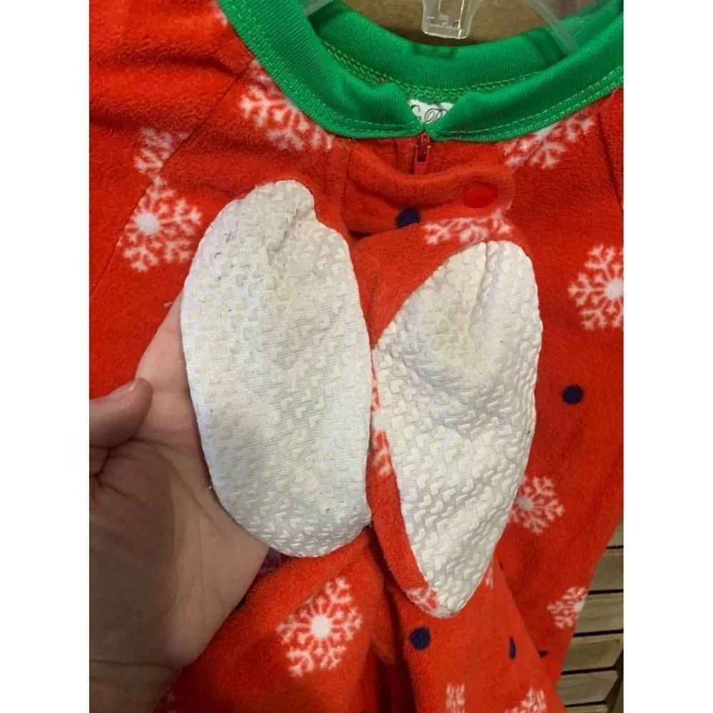 Vintage Mon Petit Fleece Christmas Pajamas Toddler Size 3T Red Green